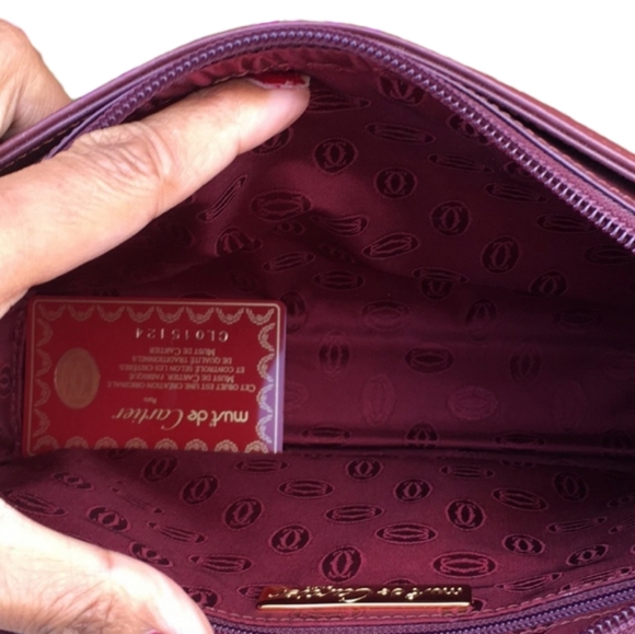 💋CARTIÉR-MUST DE CARTIÉR LEATHER BORDEAUX CLUTCH - Picture 3 of 16
